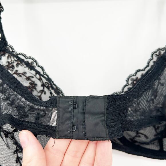 La Perla Vintage Lingerie Whimsigoth Sheer Lace Underwire Bra Size 36C Black - Picture 5 of 9